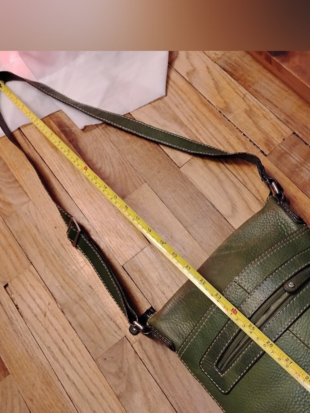 Fossil Vintage Cargo Crossbody Bag. Green, Pebbled Leather. - Picture 10 of 12